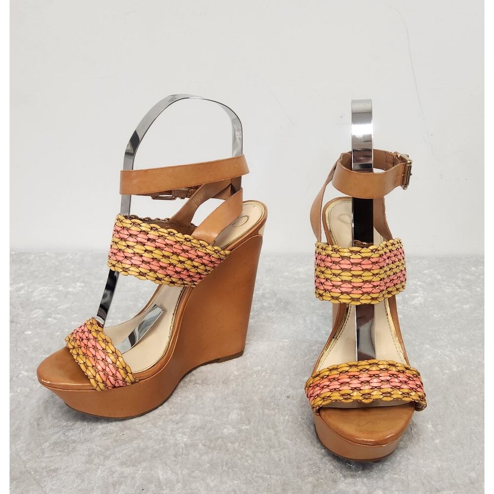 Jessica Simpson Eila Womens Brown & Orange Platform Wedge Sandals-Size 9M